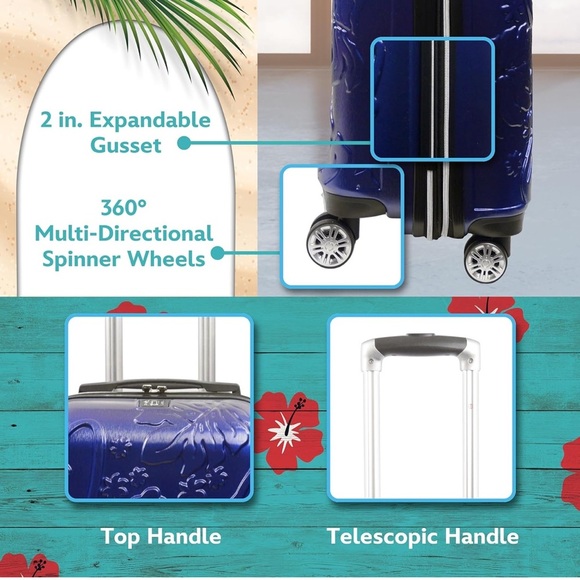 RARE Ful Disney Stitch Royal Blue Carryon Rolling Suitcase - Luggage NWT - Picture 3 of 6